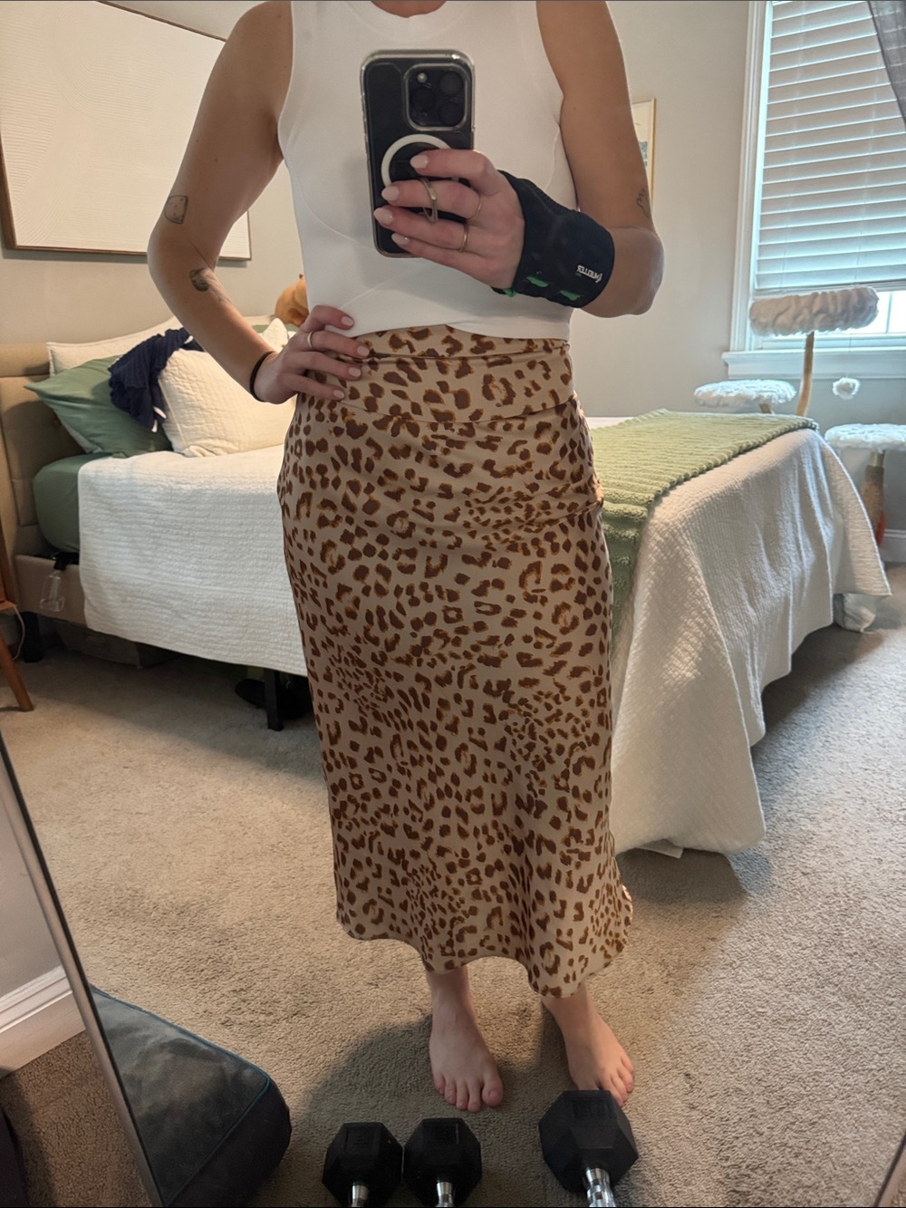 Free People Leopard-Print Maxi Skirt in Beige and Brown